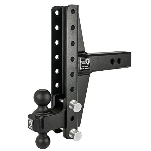 BulletProof Hitches 2.5" Adjustable Extreme Duty (36,000lb Rating) Offset 4" & 6" Drop/Rise Trailer Hitch with 2" and 2 5/16" Dual Ball (Black Textured Powder Coat, Solid Steel)