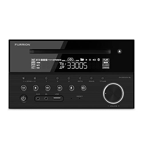 Furrion 120W 2-Zone Entertainment System with a Built-in DVD Player. Supports CD, DVD, MP3, WMA, MP4, AVI, AM & FM Radio with USB, Bluetooth 4.0, NFC & Mobile App connectivity - DV3300S-BL