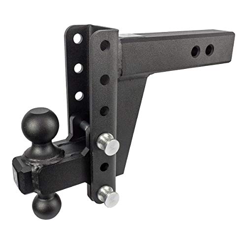 BulletProof Hitches 2.5" Adjustable Extreme Duty (36,000lb Rating) 6" Drop/Rise Trailer Hitch with 2" and 2 5/16" Dual Ball (Black Textured Powder Coat, Solid Steel)