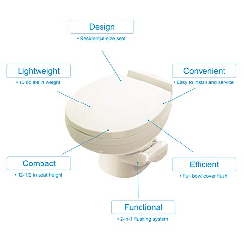 Aqua-Magic Residence RV Toilet with Hand Sprayer / Low Profile / Bone - Thetford 42176