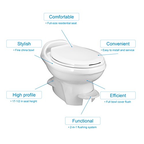 Aqua-Magic Style Plus RV Toilet / Low Profile / White - Thetford 34433