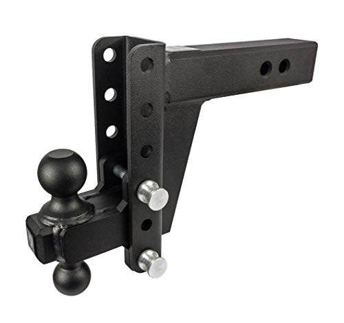 BulletProof Hitches 2.5" Adjustable Heavy Duty (22,000lb Rating) 6" Drop/Rise Trailer Hitch with 2" and 2 5/16" Dual Ball (Black Textured Powder Coat, Solid Steel)