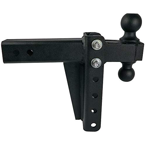 BulletProof Hitches 2.5" Adjustable Medium Duty (14,000lb Rating) 6" Drop/Rise Trailer Hitch with 2" and 2 5/16" Dual Ball (Black Textured Powder Coat)