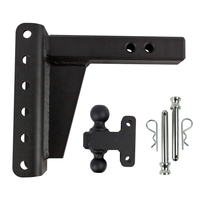 BulletProof Hitches 2.0" Adjustable Heavy Duty (22,000lb Rating) 12" Drop/Rise Trailer Hitch with 2" and 2 5/16" Dual Ball (Black Textured Powder Coat, Solid Steel)