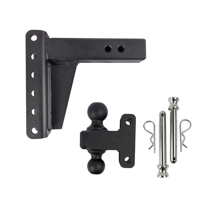 BulletProof Hitches 2.5" Adjustable Heavy Duty (22,000lb Rating) 14" Drop/Rise Trailer Hitch with 2" and 2 5/16" Dual Ball (Black Textured Powder Coat, Solid Steel)